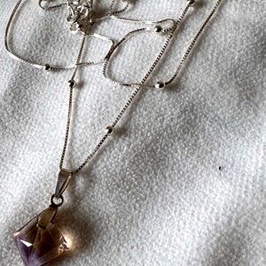 Elegant Silver Necklace with Purple Pendant